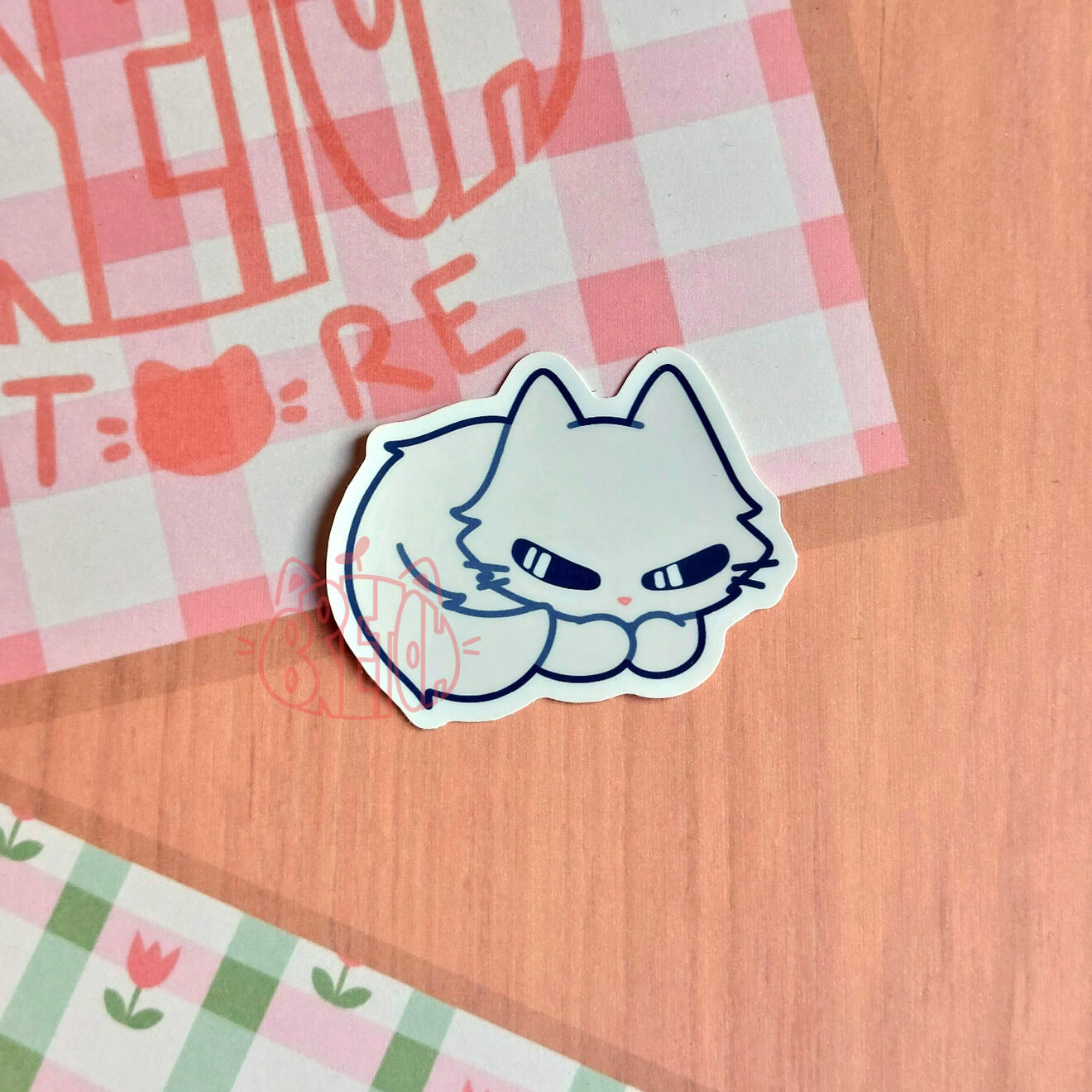 Gatito Blanco Pelo Largo - Pegatina 5cm - 1€