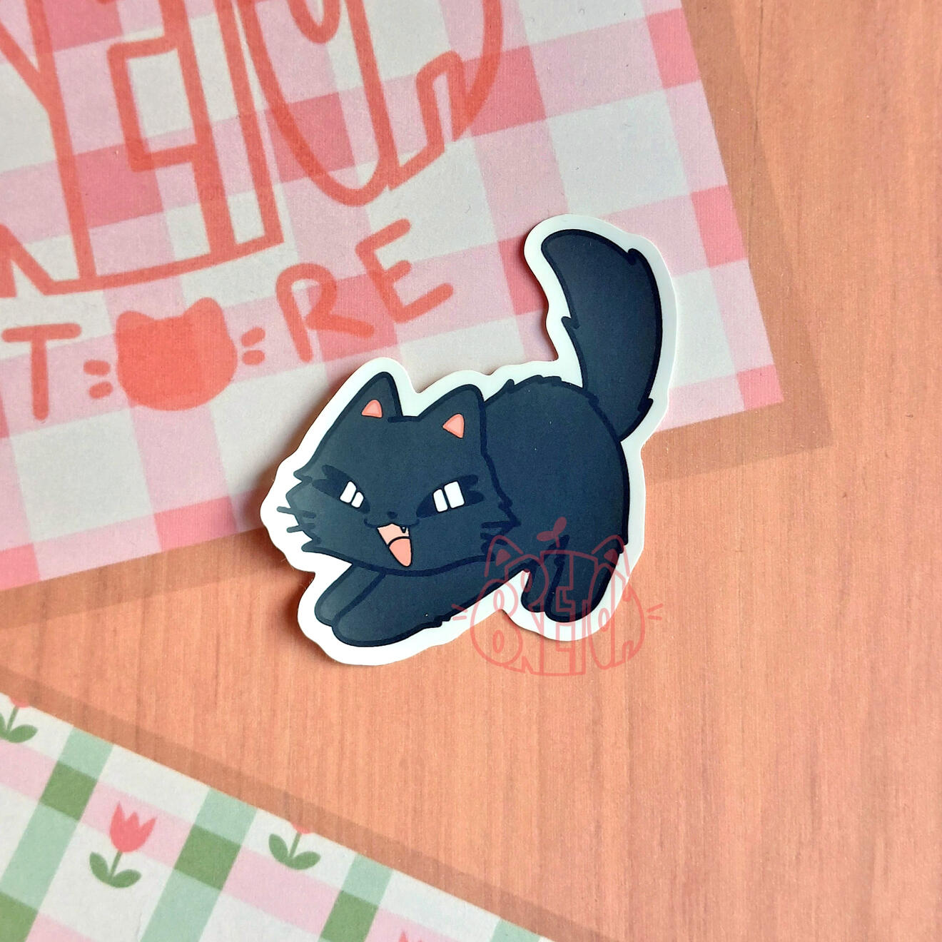 Gatito Negro Pelo Largo - Pegatina 5cm - 1€